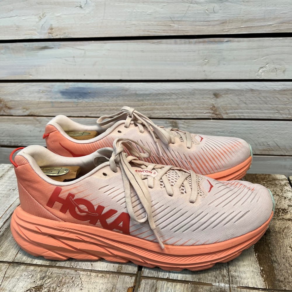 HOKA Peach Coral Mesh Rincon 3 Running Shoes‎ Athleisure Sneakers 9.5B